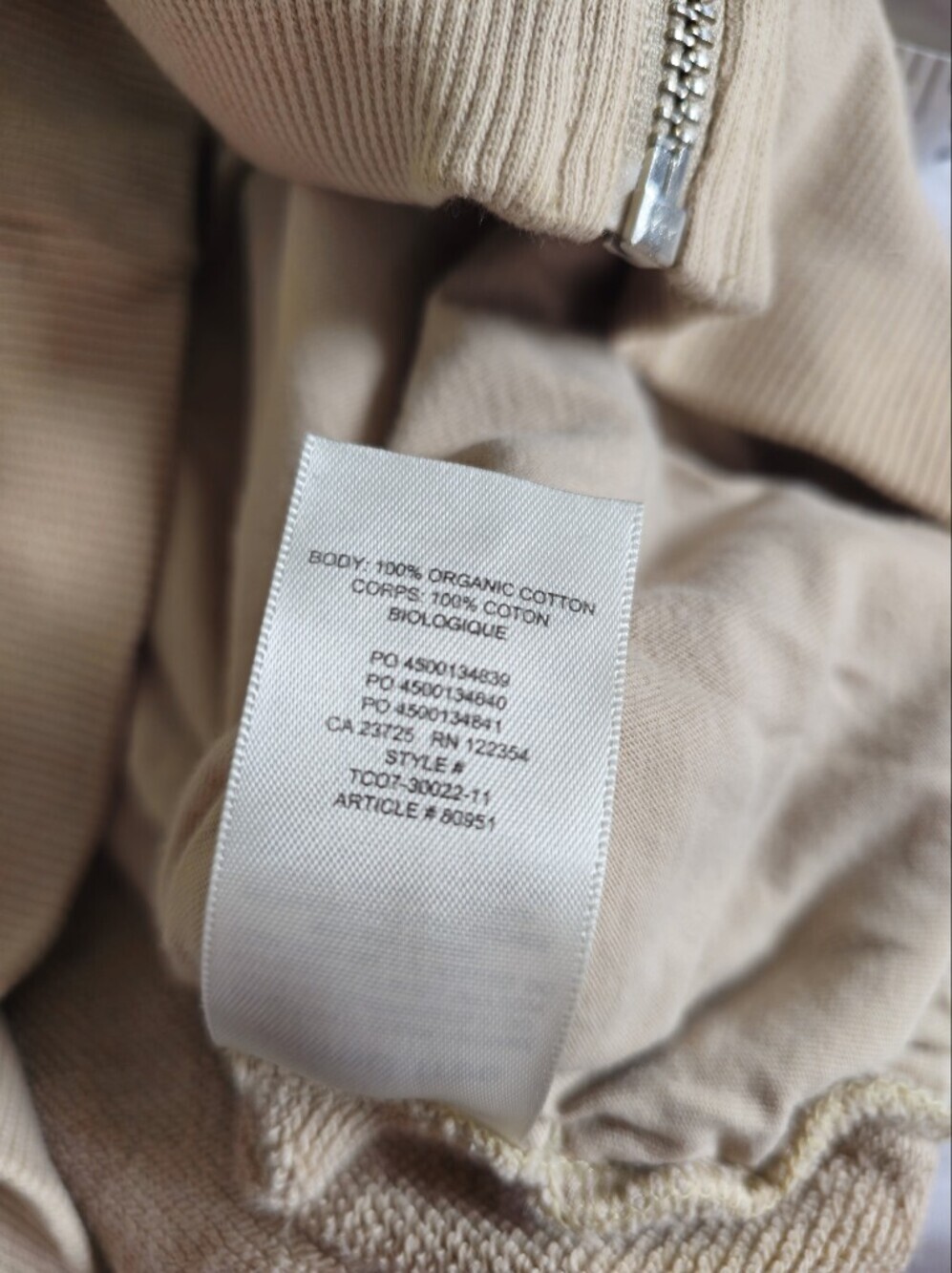 Aritzia Wilfred Free 1 xs s Light Taupe Zip Hoodie - Picture 7 of 7